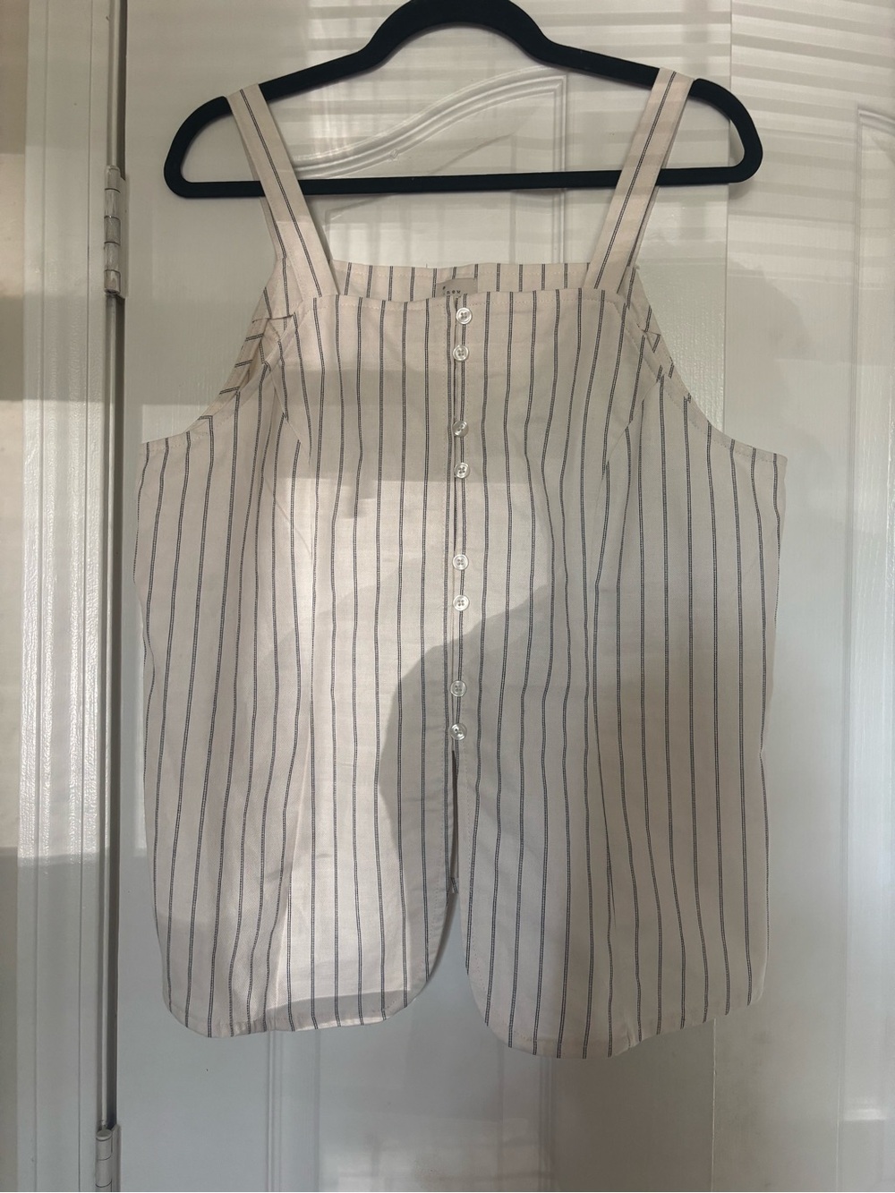 a new day Cream and Navy Striped Button-Front Camisole